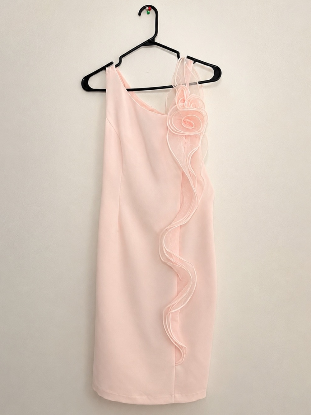 Karl Lagerfeld Paris Blush Pink One-Shoulder Floral Cocktail Dress